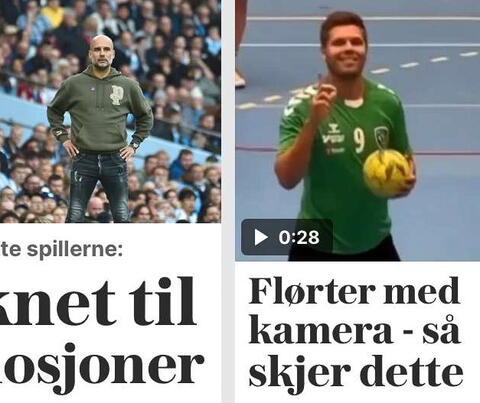 Skjermdump av VG